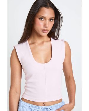 Boohoo Compact Cotton V Neck Grown On Top - White