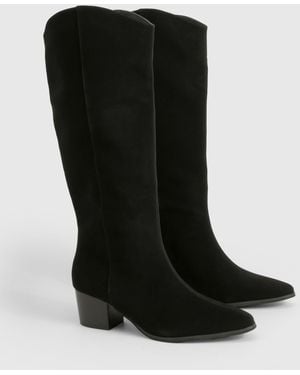 Boohoo Clean Western Day Cowboy Boots - Black