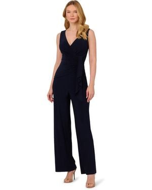 Adrianna Papell Jersey Draped Jumpsuit - Blue