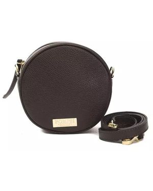 Pompei Donatella Elegant Small Oval Leather Crossbody - Brown