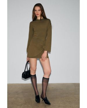 Grimelange Crew Neck Tie Detail Mini Dress - Green