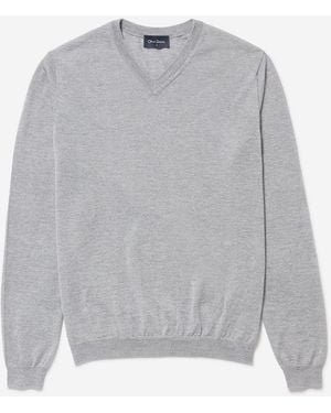 Oliver Sweeney Merino Wool V-Neck Jumper - Grey