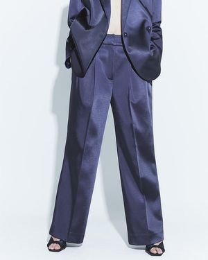 River Island Wide Leg Trousers Bonded Satin - Blue