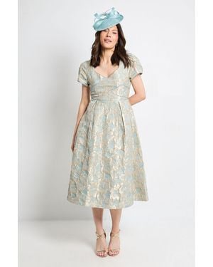 Wallis Jacquard Seam Detail Midi Dress - White