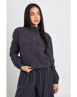 Boohoo Cord Funnel Neck Tracksuit Top - Blue