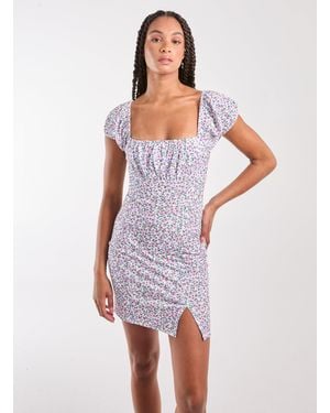 Pink Vanilla Ditsy Puff Sleeve Mini Dress - White