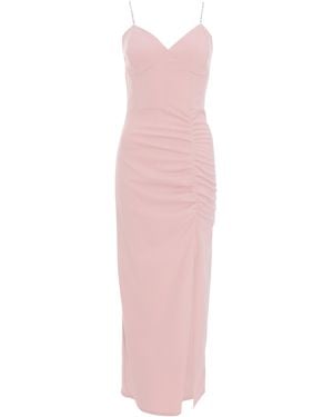 Quiz Light Diamante Ruched Maxi Dress - Pink