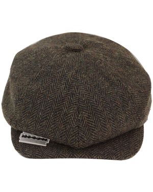 Infinity Leather Peaky Blinders Tweed Hat With Razor Blade - Black