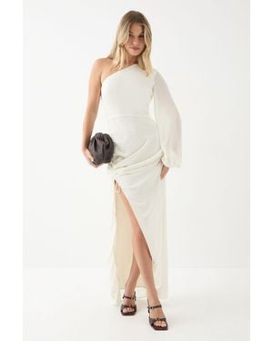 MissPap One Shoulder Ruched Detail Maxi Dress - Yellow