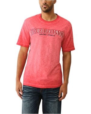 TRUE RELIGION T Shirts Short Sleeve Casual Summer Crew Neck Tee - Red