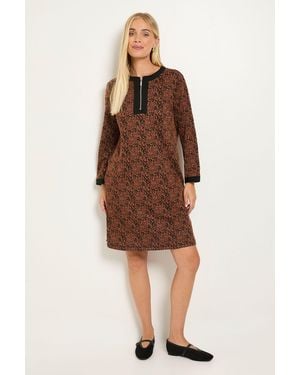 Wallis Petite Jacquard Ponte Contrast Shift Dress - Brown