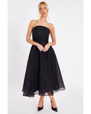 Quiz Organza Midi Skater Dress - Blue
