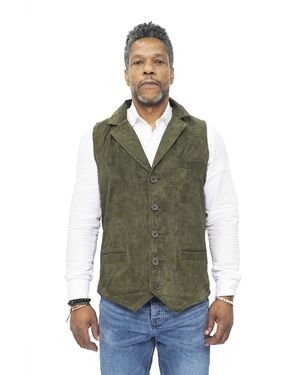 Infinity Leather Classic Smooth Goat Suede Waistcoat-Exeter - Green