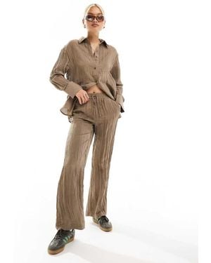 ONLY Textured Wide Leg Trouser Co-Ord - Natural