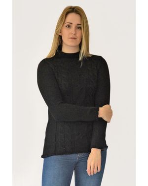 Secret Label Cable Knit Funnel Neck Jumper - Black