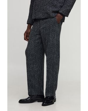BoohooMAN Relaxed Fit Boucle Tailored Trouser - Black