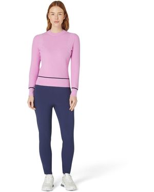 Callaway Apparel Crew Neck Ribbed Collar Long Sleeve Jumper - Pink