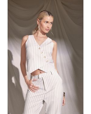 Boohoo Linen Look Pinstripe Asymmetric Waistcoat - White