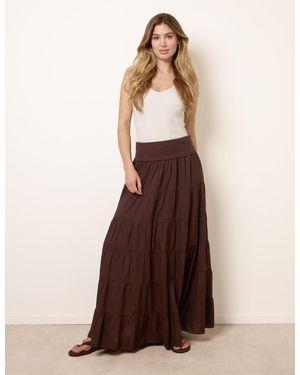 Blue Vanilla Jersey Band Tiered Skirt - Brown