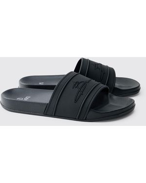 BoohooMAN Bm Autograph Sliders - Black
