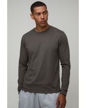 BoohooMAN Essential Regular Fit Long Sleeve T-Shirt - Grey