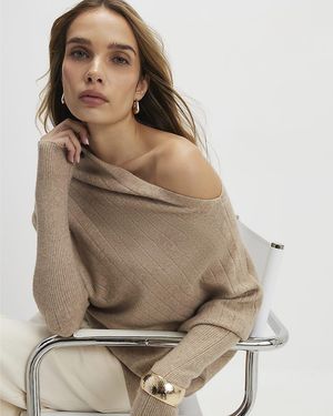 River Island Jumper Ribbed Off The Shoulder - Natural