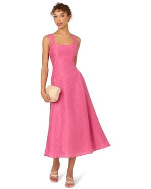 Adrianna Papell Textured Jacq Midi Dress - Pink