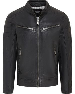 Infinity Leather Modern Classic Quilted Biker Jacket - Black