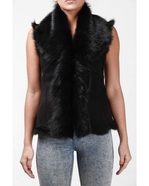 Infinity Leather Toscana Sheepskin Short Gilet-Denver - Black