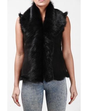 Infinity Leather Womenss Toscana Sheepskin Short Gilet-Denver - Black