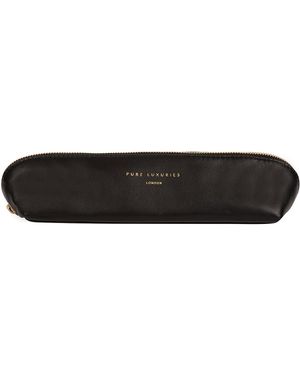 Pure Luxuries 'Reeves' Leather Make-Up Brush Bag - Black