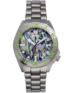 Shield Atlantic Abalone Bracelet Watch W/Date - Metallic