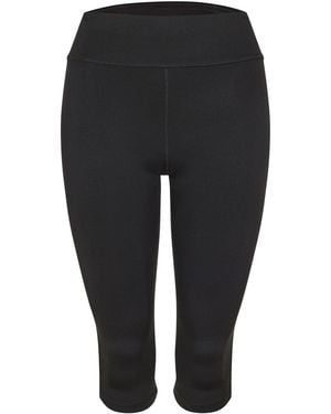 Diadora Three Quarter Solid Patterned Leggings - Black