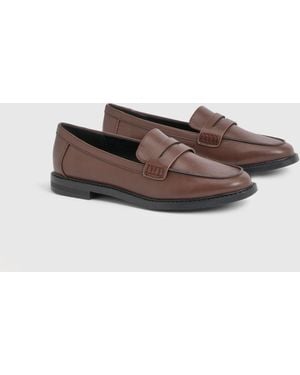 Boohoo Basic Flat Loafers - Brown
