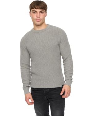 Crosshatch Jampster Gebreid Sweatshirt Met Ronde Hals - Grijs