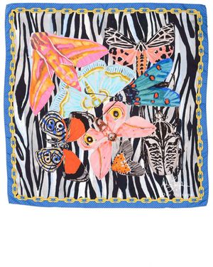 Dee Ocleppo Dynamische Blauwe Zebra Zijden Sjaal