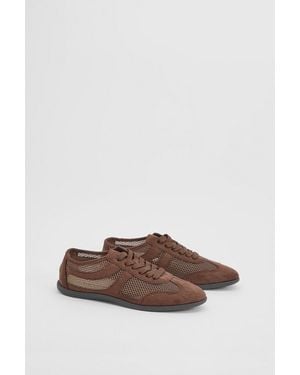 Oasis Lucy Mesh Lace Up Trainers - Brown
