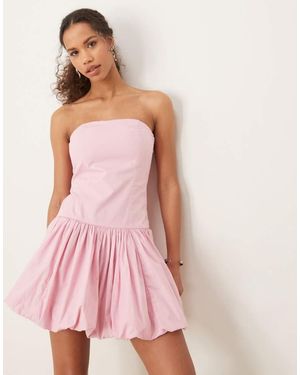Abercrombie & Fitch Strapless Bubble Hem Mini Dress - Pink