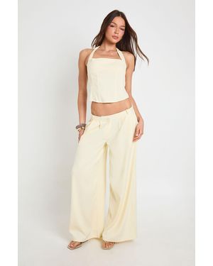 Boohoo Extreme Wide Leg Tailored Trousers - Natural