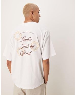SELECTED Oversized Heavyweight T-Shirt With Sun Backprint - Natural