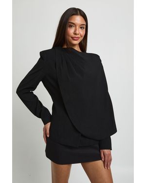 Boohoo Cape Detail Blazer - Black