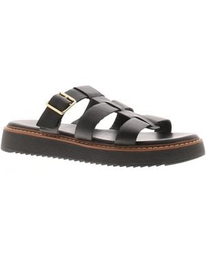 Hush Puppies Dames Sandalen Celeste Slip-on Gladiator Leer Gesp Zwart