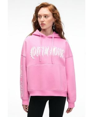 Grimelange Oversized Hooded Printed Sweatshirt - Pink
