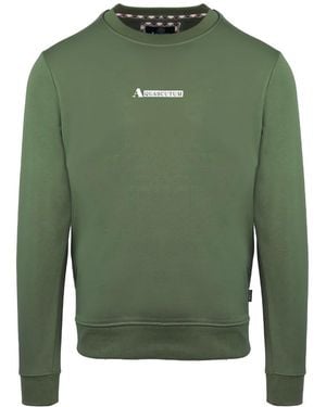 Aquascutum Crew Neck Ribbed Collar Long Sleeve Sweatshirt - Green