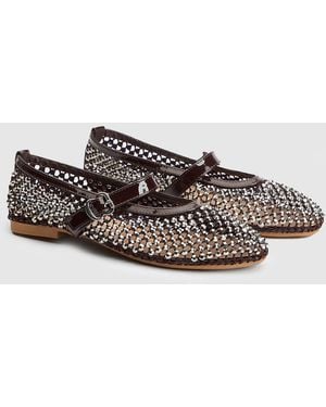 Faith Maddie Jelly Diamante Mary Jane Ballerinas - Brown