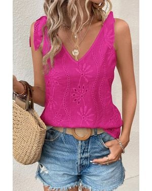 Azura Exchange Eyelet Embroidered Sleeveless Top - Pink