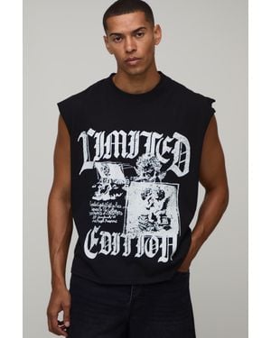 BoohooMAN Oversized Boxy Renaissance Print Tank Cotton - Black