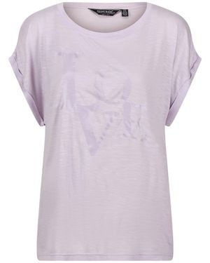 Regatta Roselyn Lettering Crew Neck Short Sleeve Boyfriend T-Shirt - Purple