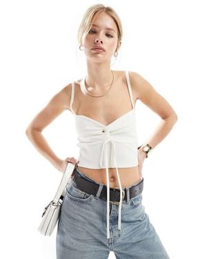 Miss Selfridge Knit Rib Twist Detail Cami - White