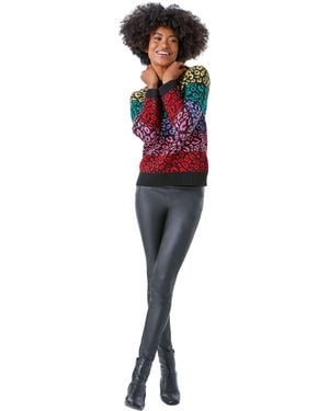 Roman Animal Print Jumper - Red